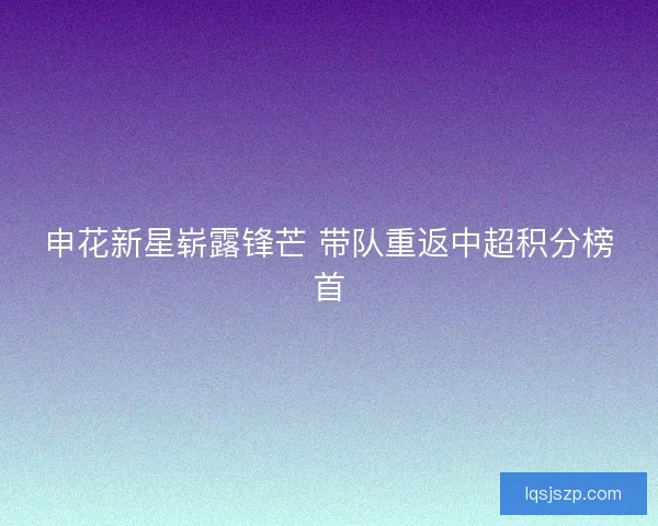 申花新星崭露锋芒 带队重返中超积分榜首