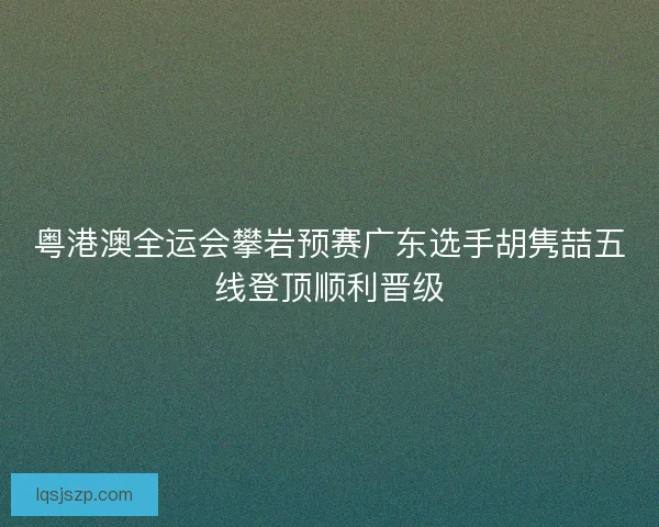 粤港澳全运会攀岩预赛广东选手胡隽喆五线登顶顺利晋级